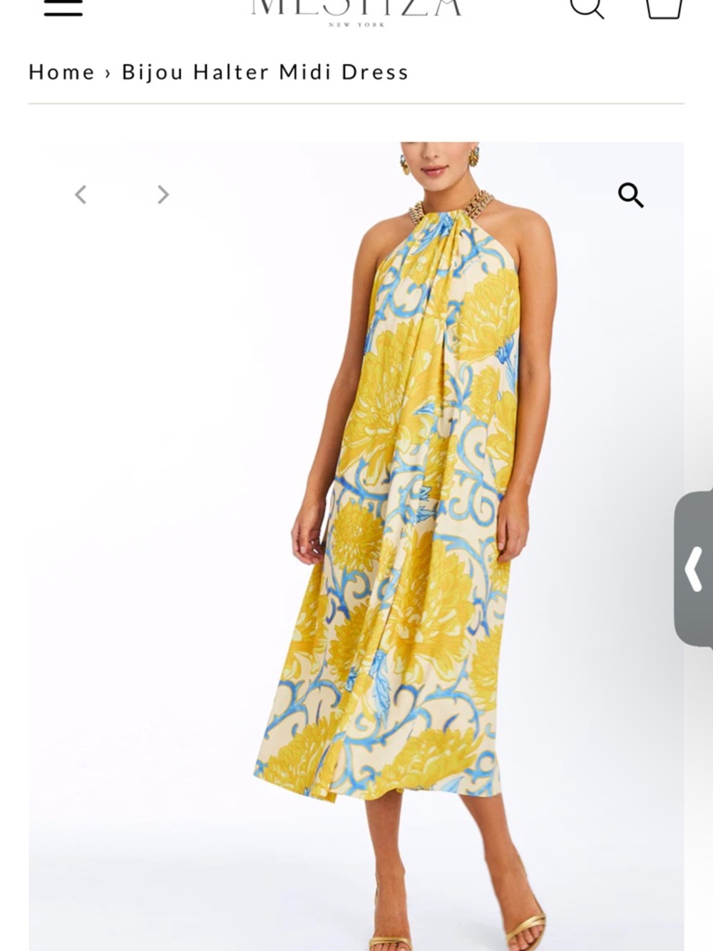 NWT Mestiza New York Bijou Halter Floral Midi Dress Size Small
